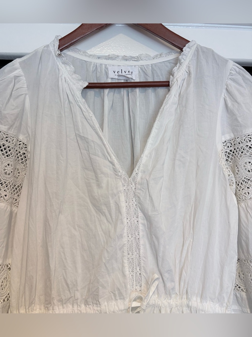 Anthropologie Velvet Chanelle White Eyelet Cotton Midi Dress M - Picture 8 of 9
